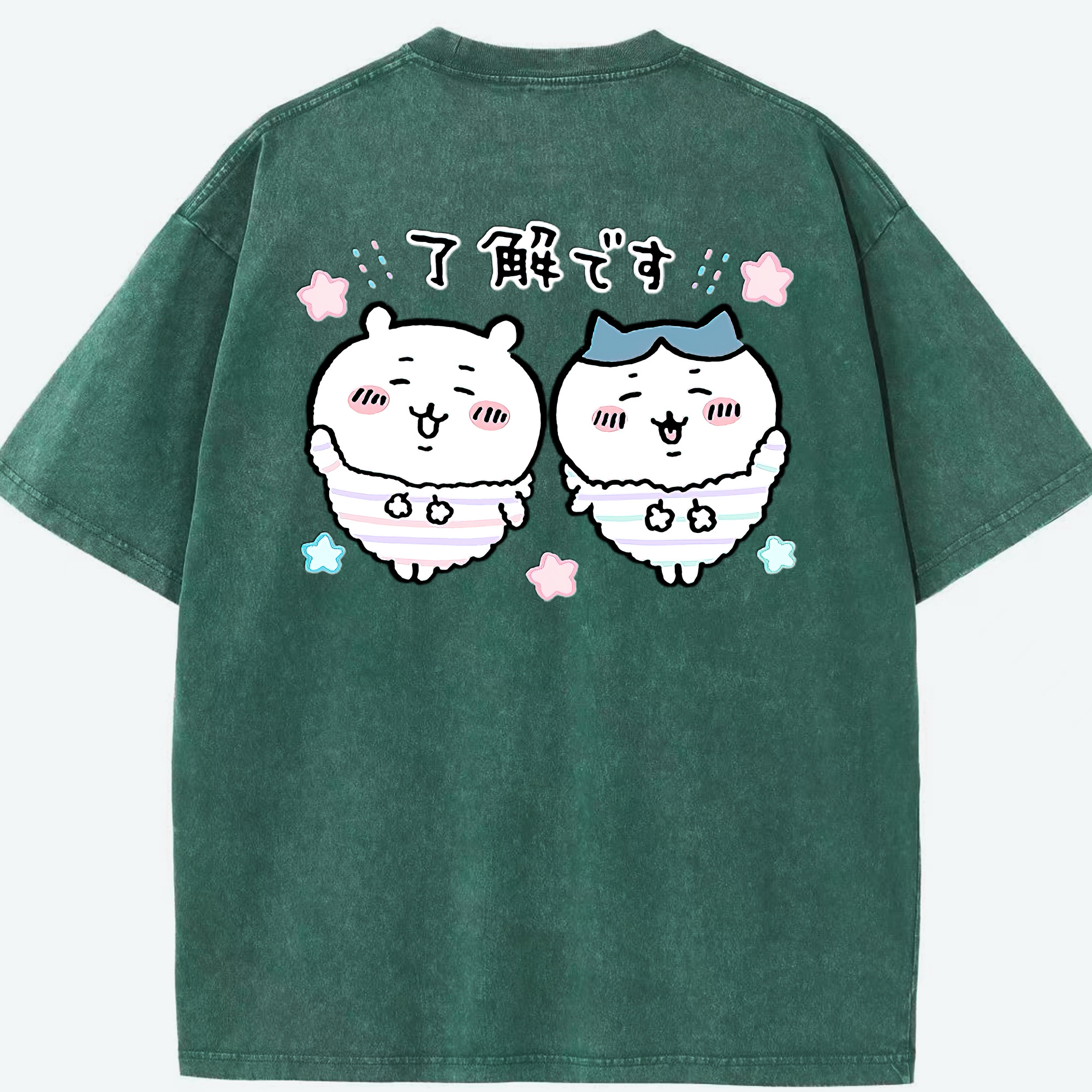 （画像用） ちいかわ ハチワレ Chii-kawa hachiware 綿100% ヴィンテージ風 半袖Tシャツ（背面プリント）